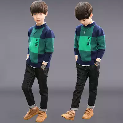 Children's set boys' sweater autumn 2020 new fashion children 12 knitted base shirt Korean tide 15 Autumn Winter