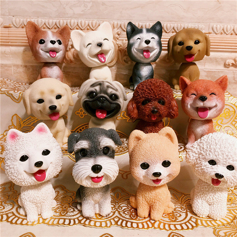 Teddy Summer Schnauzer Beagle Golden Retriever Bichon Dog Car Swing Car Shaking Head Resin Home Decoration