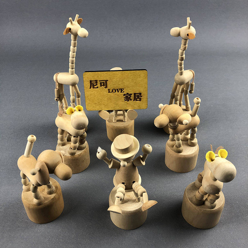 Modern Wooden Animal Ornament Cute Pony Puppy Giraffe Simple Creative Desktop Study Home Decoration - Taobao