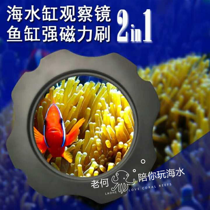 Black Sand Fish Tank Magnifier Seawater Coral Magnifier Observation Mirror Magnetic Brush Fish Tank Polished Observation Mirror 2 Hop 1
