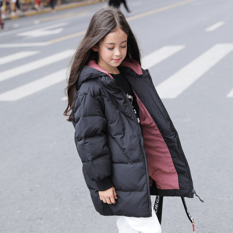 Girls' down jacket mid-length version of the brand off-season clearance Western style middle-aged children's jacket Korean baby winter light