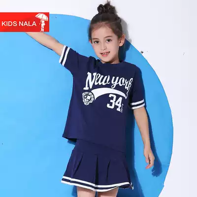 Girls dress dress sports school uniform summer dress fashionable foreign style two-piece short sleeve t children's summer skirt
