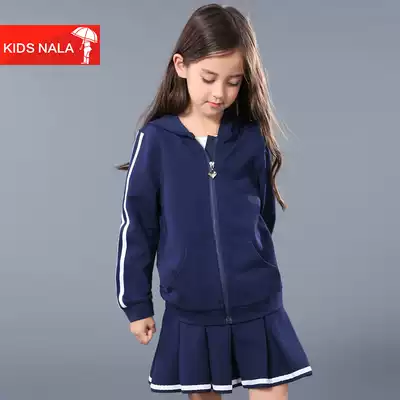 Girls thick T-shirt suit long sleeves spring and autumn sports skirts