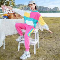 Net Red Girl autumn suit 2021 foreign style new medium big children Womens Spring and Autumn childrens fashion sports two-piece set