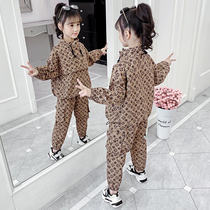 Net red girls  autumn suit 2020 new clothes big childrens 12 little girls western style sweater ten-year-old tide