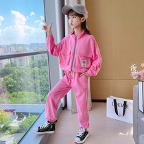6 Girls  autumn shipping action suit 2021 new 7 foreign style 8 middle and older children 9 girls spring and autumn two-piece suit 10 years old 12