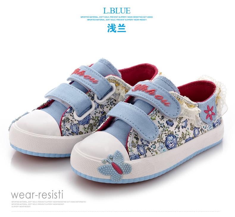 Chaussures de tennis enfants en toile brodé pour printemps - semelle caoutchouc - Ref 987859 Image 33