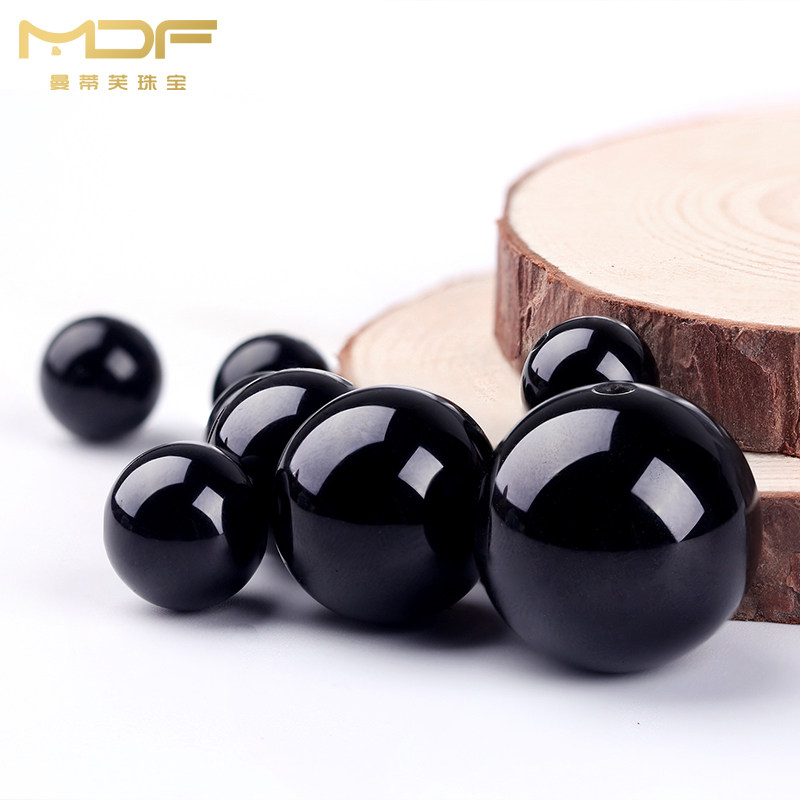 Black Agate loose beads Black round beads diy hand chain necklace Jewelry accessories Handmade beaded material woven with beads