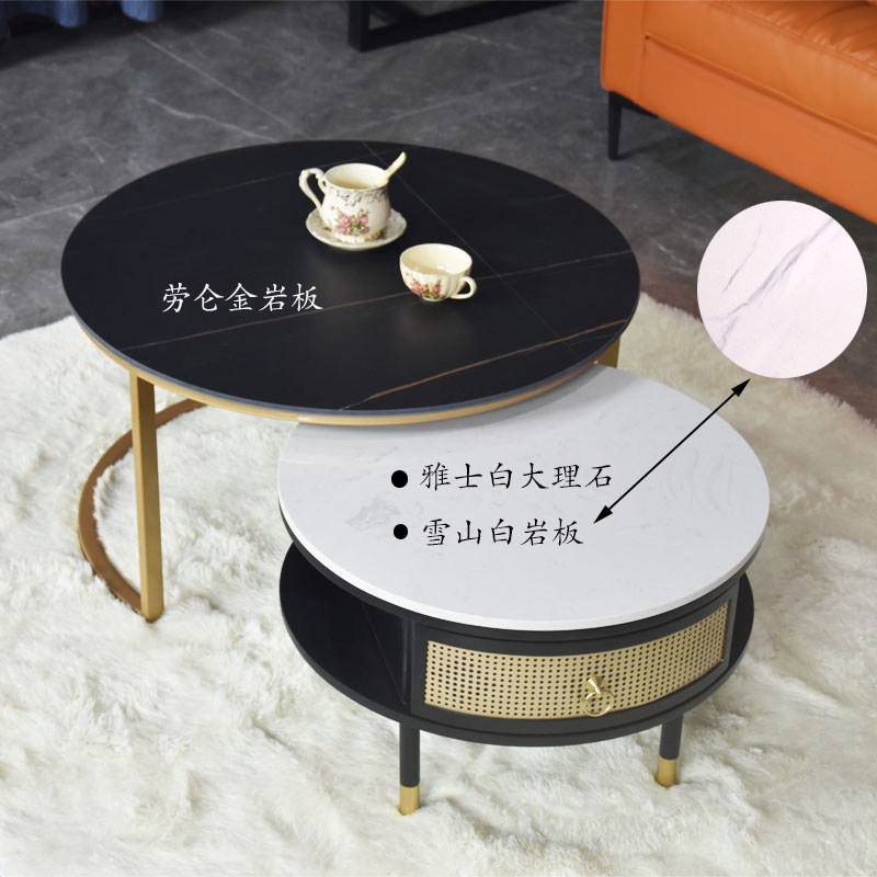 Light luxury small household tea few rock panel oval combination living room modern minimal marble designer side several original