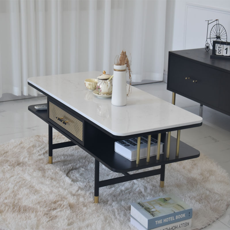 Light luxury marble coffee table oval modern living room creative TV cabinet combination small apartment designer small table