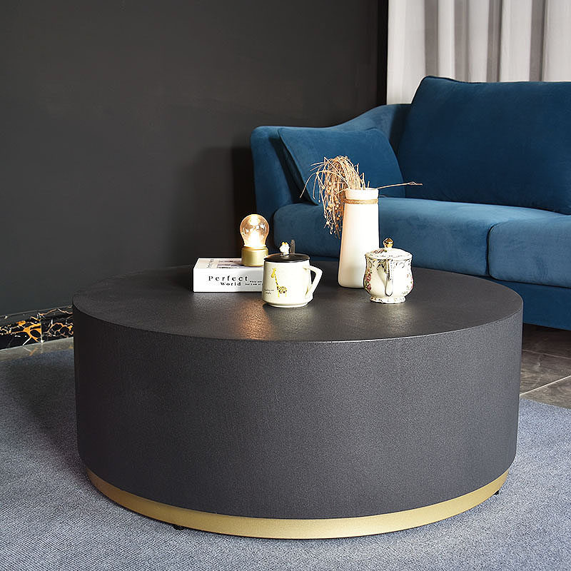 Small apartment light luxury minimalist tea table Nordic sofa TV cabinet combination modern home living room round cement coffee table