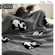 Cute Little Panda A Class Half Fluff Carpet Knitted Blanket Blanket Blanket Blanket Hair Towels Quilt Blanket Air Conditioning Blanket