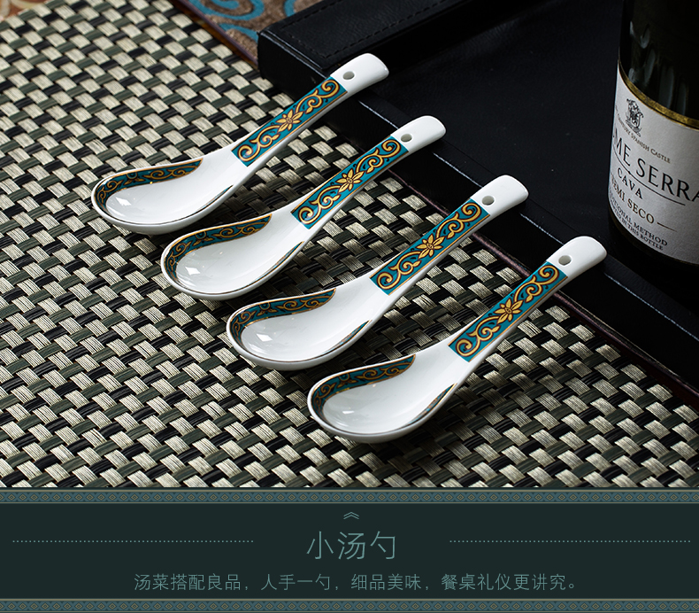 Dishes suit household national ceramic tableware dish bowl chopsticks sets Chinese contracted wind ipads porcelain tableware suit