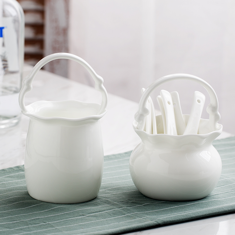 The Source of pure white ipads porcelain porcelain show big basket receive spoon cage ipads China porcelain spoon, spoon basket cutlery furnishing articles