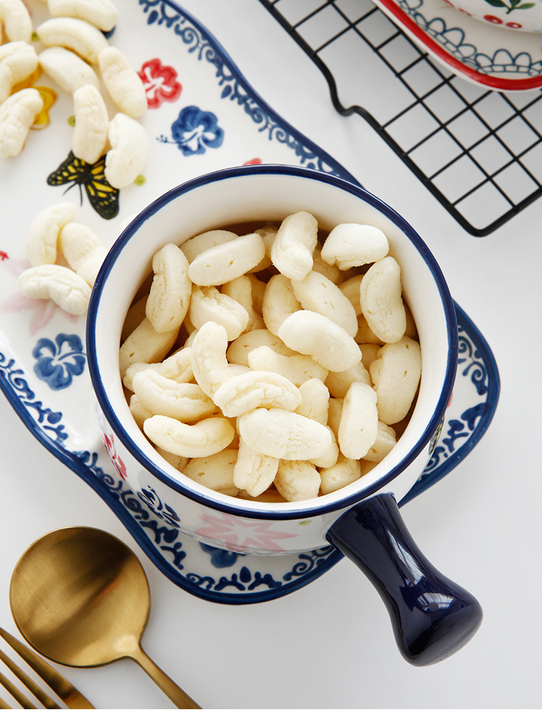 Single people eat breakfast bowl tableware suit Japanese children household ceramic plate plate of fruit salad breakfast tray
