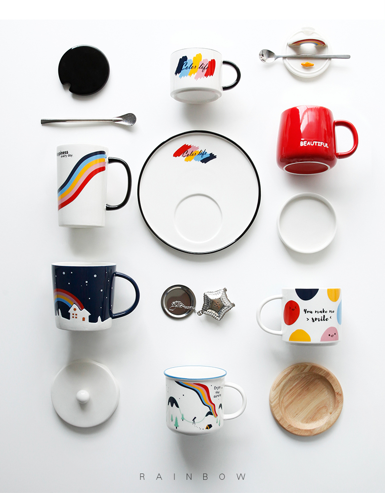 Mark cup Nordic coffee cups and saucers creative office glass ceramic cup a cup of milk for breakfast cup cup suits for
