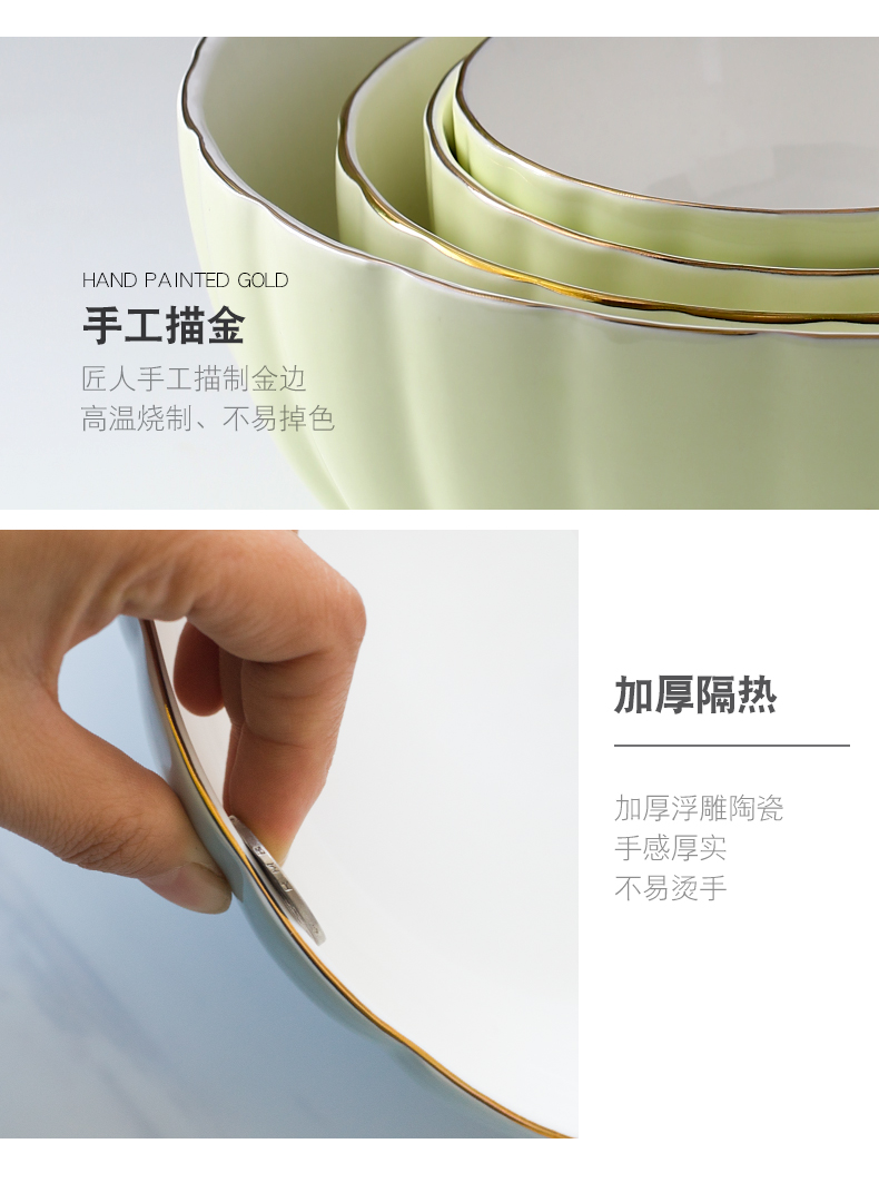European ceramic bowl suit household combination of Chinese style tableware 5 "rice bowls pure color contracted for rainbow such use large soup bowl