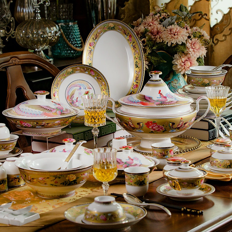 Dishes suit household jingdezhen European - style ipads porcelain tableware suit 67 gift porcelain Dishes combination of eating the food