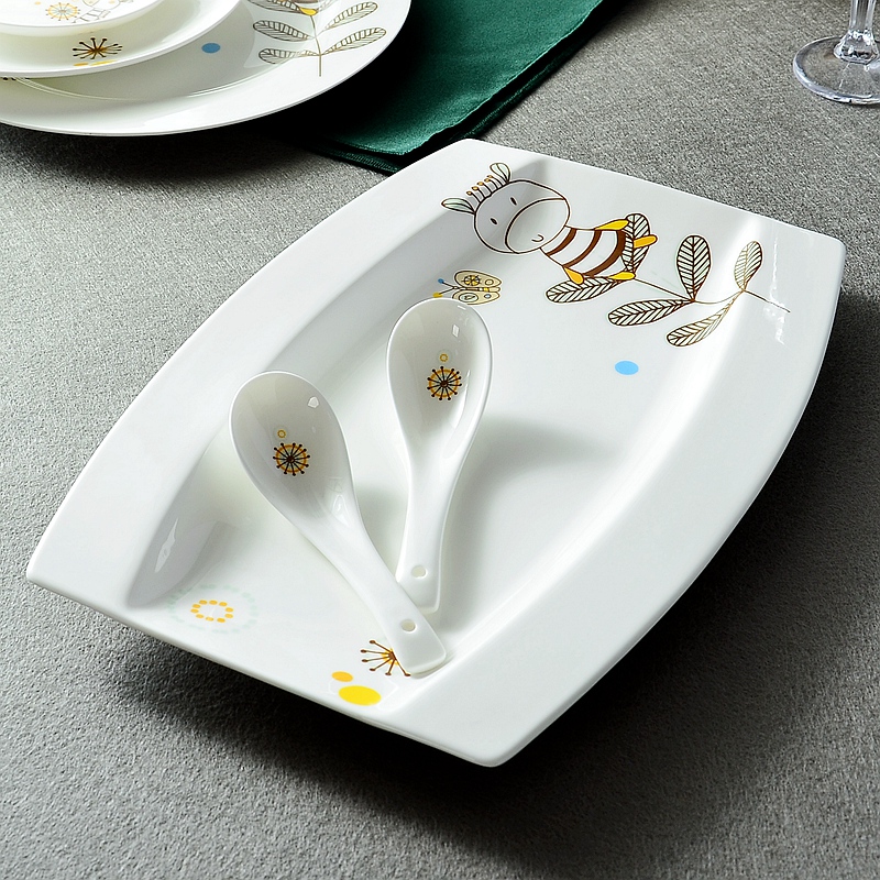 Korean large rectangular deep fish ipads porcelain plate steaming roast whole fish plate 0 home plate ceramic tableware