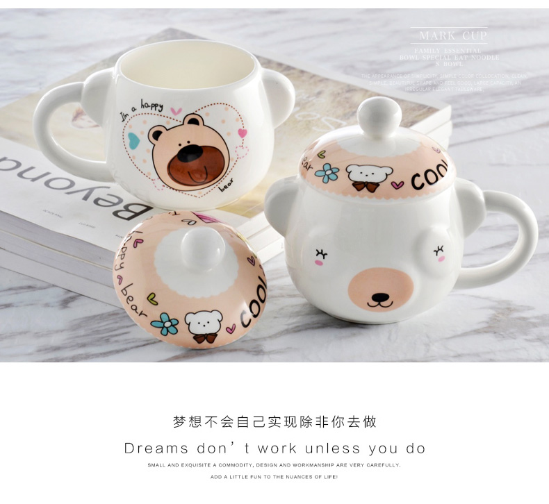 Lovely keller ceramic keller cup coffee cup milk cup with cover cup one creative trend han edition