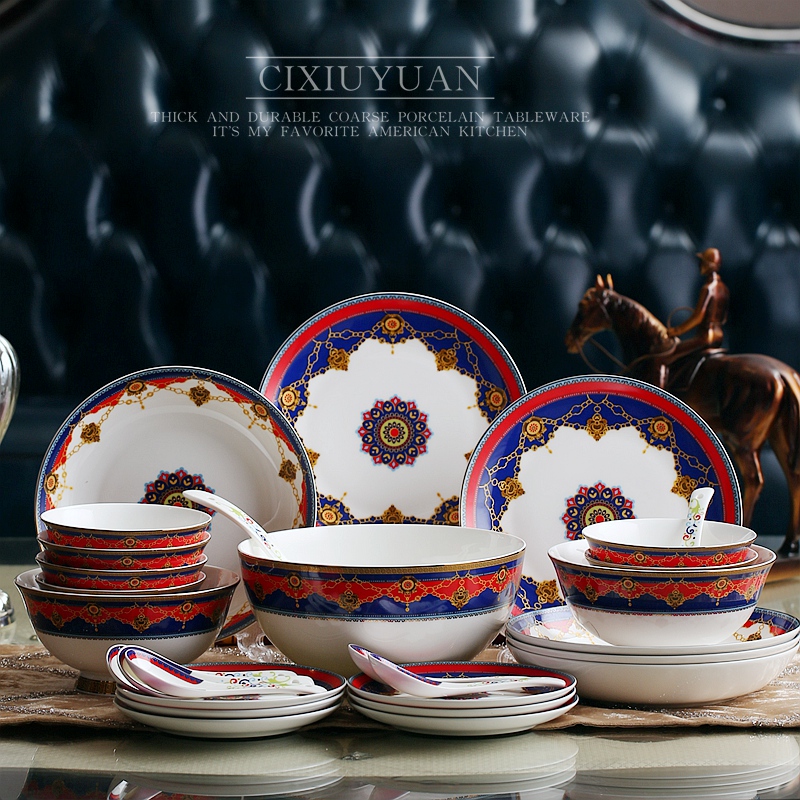 Tangshan porcelain tableware dishes household ceramics gift set chopsticks at Tangshan ipads porcelain rice bowl dish combination