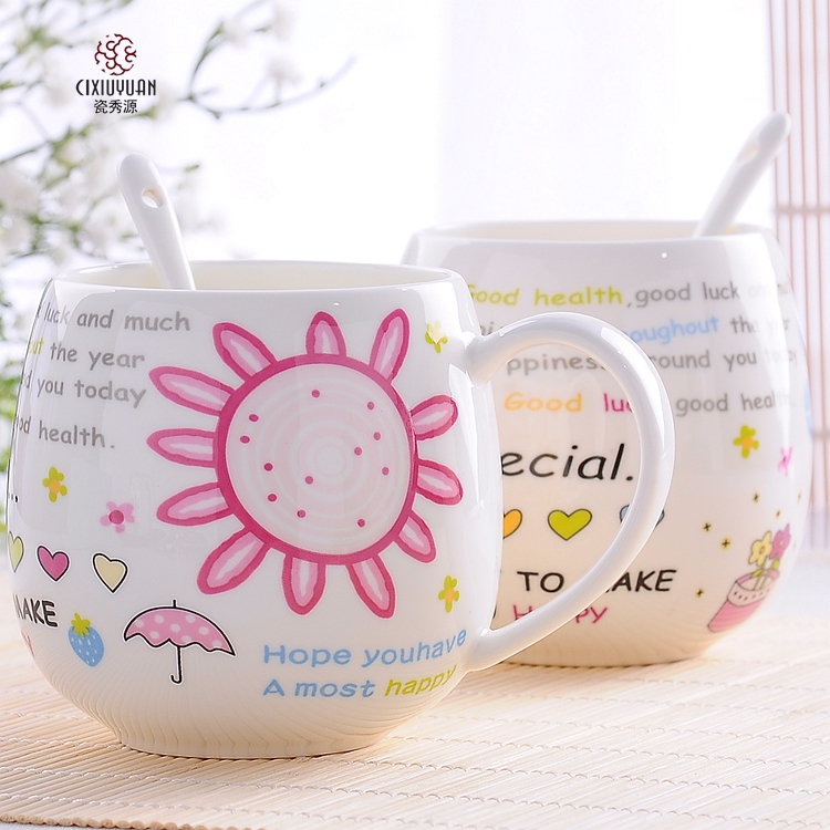 Porcelain show the source of creative mark cup glass ceramic cup couples lovely ipads China cups of coffee cup of milk a cup of tea cups