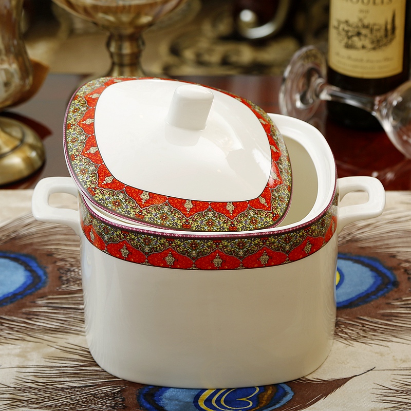 Tangshan ipads porcelain tableware dishes suit household ceramic dishes to eat bowl chopsticks national wind continental plate combination