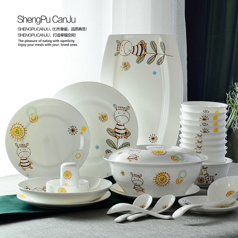 Porcelain show source dishes suit creative household Korean tangshan ipads Porcelain tableware suit dishes contracted combination