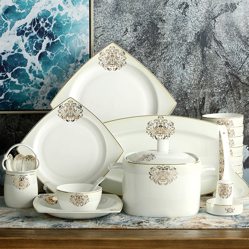 Dishes suit household ceramic bowl European - style ipads bowls dish bowl chopsticks combination of Chinese style bowl plate suit