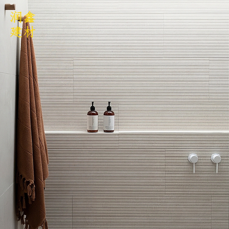 Bathroom Design Renovation Wall Tiles Bathroom Balcony Background Wall Bar Slotted Tiles 400X800 Black and White Gray