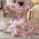 Váy ngủ dài tay nữ mùa xuân và mùa thu cotton dài Phần phiên bản Hàn Quốc của XL lỏng học sinh có thể mặc đồ ngủ mùa đông phục vụ tại nhà - Pyjama