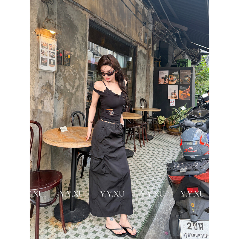 Xu Yuanyuan【Dream Traveler】New Fashion Solid Color Slimming Workwear Casual Skirt # Q1508