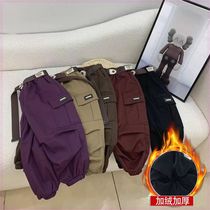 Garçon Pants Winter New Plus Suede Workwear Pants Casual 100 Hitch Kids Loose Fashion Children Light Cage Pants Tide