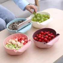 Double hollow fruit plate washing basket washing basin Fruit drain basket Kitchen sink household basket idea
