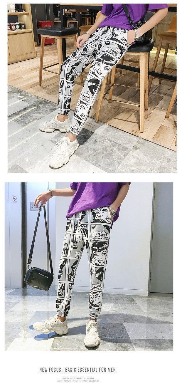 Dụng cụ đóng cửa đường phố hip hop lỏng thủy triều thương hiệu quần thường tương phản màu khâu thủy triều nam ins thể thao quần harem quần chân shop quần áo nam