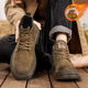 Men's Snow Boots, Winter British Retro Style, Mid-Top Work Boots, Yellow Boots, Fleece-Lined, Thickened, Warm, Cold-Resistant, Northeast Cotton Shoes