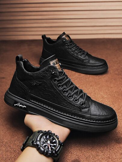 Martin boots men's 2026 new spring high-top genuine leather high-end casual leather shoes black British style work boots