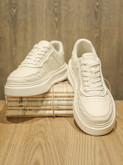 White shoes for men 2026 new summer breathable versatile work casual McQueen white shoes increased thick sole sports sneakers