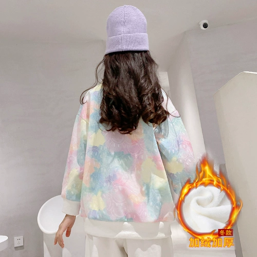 Толстовка, форма, флисовая детская зимняя футболка, в корейском стиле, детская одежда, подходит для подростков, в западном стиле