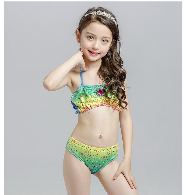 Trẻ em Nàng Tiên Cá Đuôi Áo Tắm Cô Gái Công Chúa Bãi Biển Bikini Chia Cô Gái Hàn Quốc Quần Áo Bơi Set