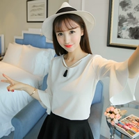 Новая шикарная шифоновая рубашка для женщин в корейском стиле летний корейский стиль мягкая супер -феи сладкая свежая свежая удобная короткие рукава