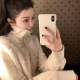 Han Yujia white stand-up collar stitching eco-friendly fur coat for women autumn and winter 2023 new high-end plush top