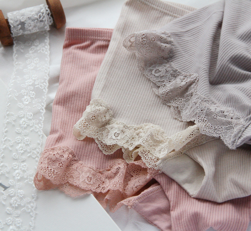 Winter Almond Sữa Gentle Cream Lace Trim Cotton Boxer Đồ lót nữ 155 quần lọt khe nam