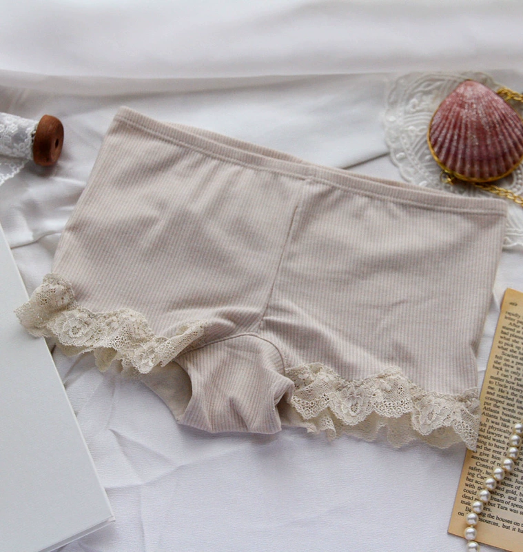 Winter Almond Sữa Gentle Cream Lace Trim Cotton Boxer Đồ lót nữ 155 quan lot nam