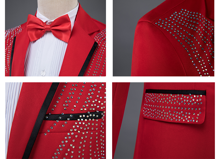 Bộ đồ sequin mới phù hợp với trang phục hợp xướng nam trang phục biểu diễn dành cho người lớn áo thun nam