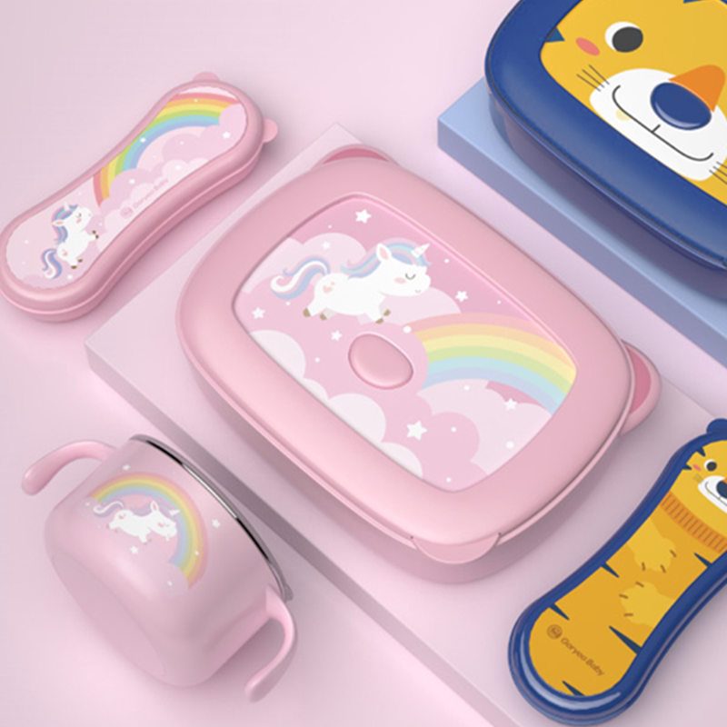 goryeobby Korea detachable lunch box student dinner plate Insulated Children 304 Stainless Steel Meal Kit