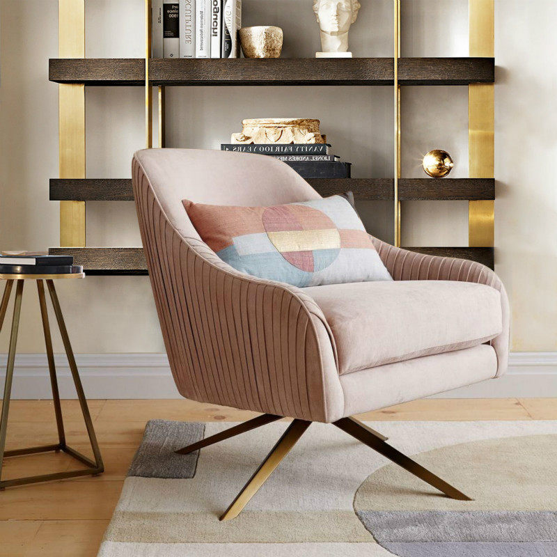 Hong Kong-style light luxury rotating single leisure sofa chair velvet modern minimalist living room study small sofa ins net red