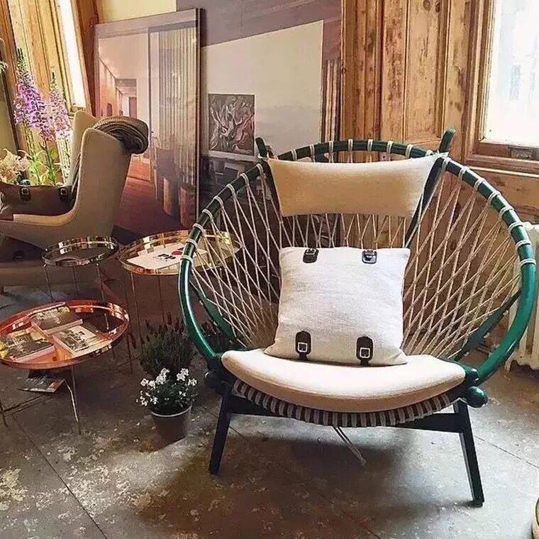 Danish designer Nordic solid wood sofa chair clubhouse hotel model room circle chair leisure chair yangtai lazy chair