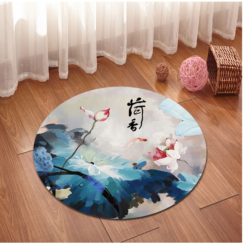 Trung Quốc phong cách retro Trung Quốc thảm sàn tròn chống trượt có thể giặt thảm phòng khách phòng ngủ yoga mat cloakroom thảm - Thảm thảm vintage