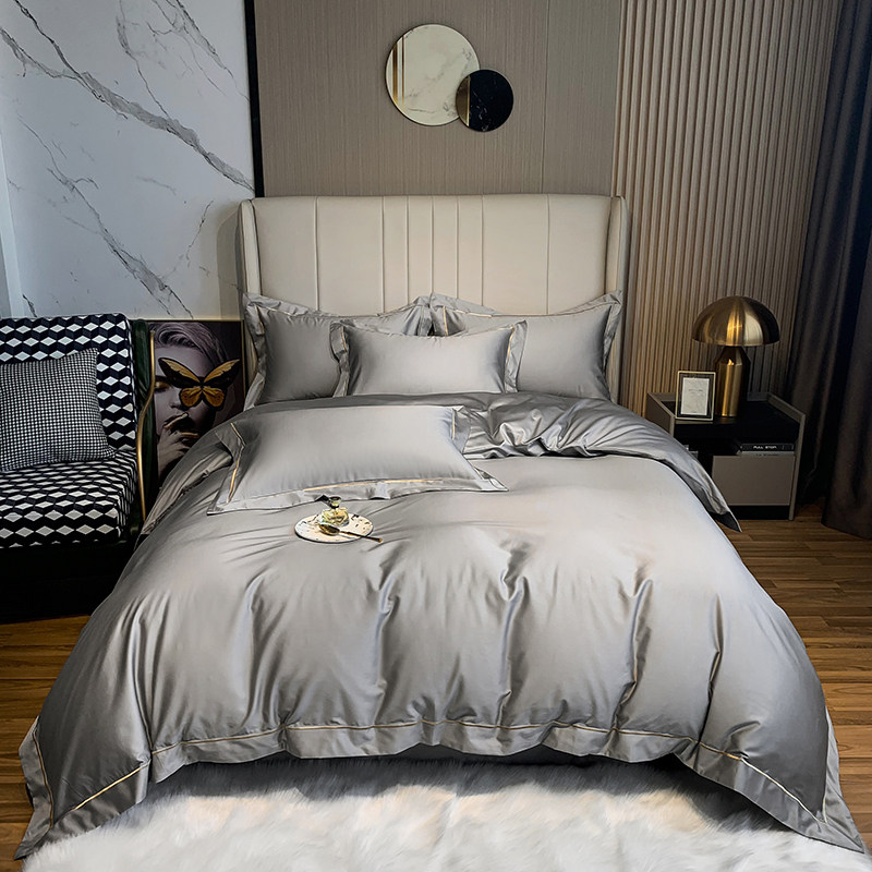 Light luxury 120 satin cotton four - piece set 100 full cotton embroidery is a suite of cotton high - end bedding